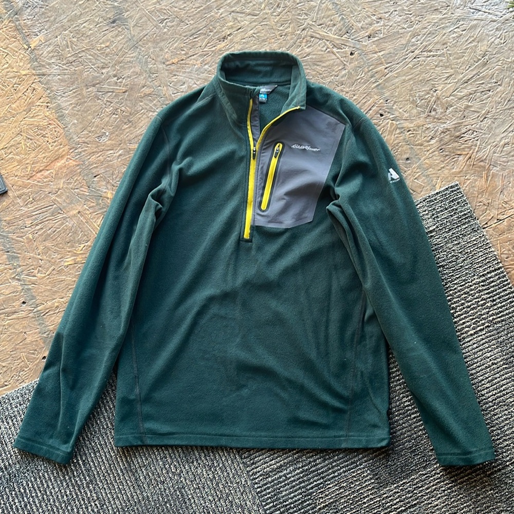 Eddie Bauer Tall Medium Polartec fleece quarter zip Forest Green